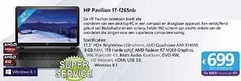 Promoties Hp notebook pavilion 17-f265nb - HP - Geldig van 01/02/2015 tot 30/03/2015 bij Compudeals