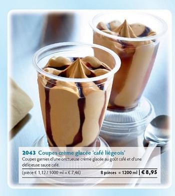Promotions Coupes crème glacée café liégeois - Produit maison - Bofrost - Valide de 01/10/2014 à 31/03/2015 chez Bofrost