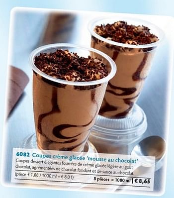 Promotions Coupes crème glacée mousse au chocolat - Produit maison - Bofrost - Valide de 01/10/2014 à 31/03/2015 chez Bofrost
