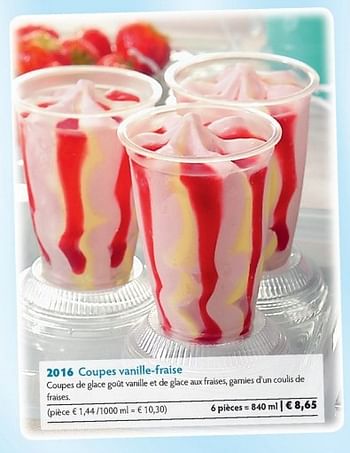 Promotions Coupes vanille-fraise - Produit maison - Bofrost - Valide de 01/10/2014 à 31/03/2015 chez Bofrost