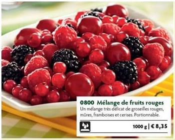 Promotions Mélange de fruits rouges - Produit maison - Bofrost - Valide de 01/10/2014 à 31/03/2015 chez Bofrost