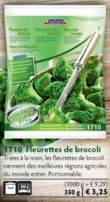 Promotions Fleurettes de brocoli - Produit maison - Bofrost - Valide de 01/10/2014 à 31/03/2015 chez Bofrost