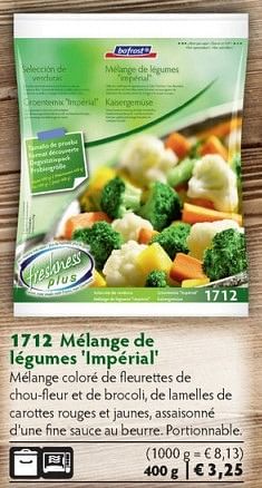 Promotions Mélange de légumes lmpérial - Produit maison - Bofrost - Valide de 01/10/2014 à 31/03/2015 chez Bofrost