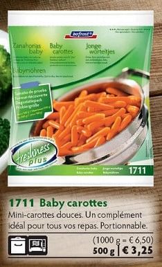 Promotions Baby carottes - Produit maison - Bofrost - Valide de 01/10/2014 à 31/03/2015 chez Bofrost