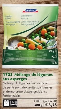 Promotions Mélange de légumes aux asperges - Produit maison - Bofrost - Valide de 01/10/2014 à 31/03/2015 chez Bofrost