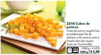 Promotions Cubes de potiron - Produit maison - Bofrost - Valide de 01/10/2014 à 31/03/2015 chez Bofrost
