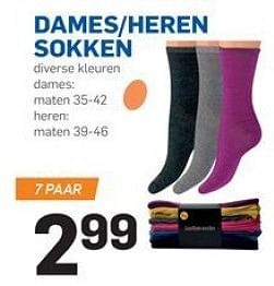 Promoties Dames-heren sokken - Huismerk - Action - Geldig van 18/02/2015 tot 24/02/2015 bij Action