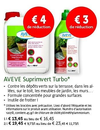 Promotions Aveve suprimvert turbo - Produit maison - Aveve - Valide de 24/02/2015 à 08/03/2015 chez Aveve