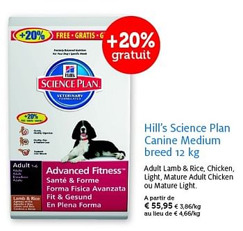 Promotions Hill`s science plan canine medium breed - Hill's - Valide de 24/02/2015 à 08/03/2015 chez Aveve