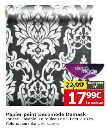 Promotions Papier peint decomode damask - DecoMode - Valide de 25/02/2015 à 09/03/2015 chez BricoPlanit