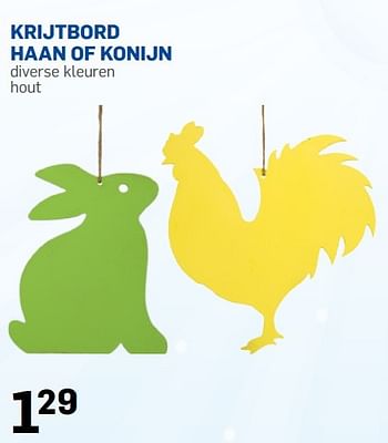 Promoties Krijtbord haan of konijn - Huismerk - Action - Geldig van 23/02/2015 tot 29/03/2015 bij Action