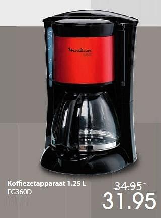 Promoties Moulinex koffiezetapparaat fg360d - Moulinex - Geldig van 02/03/2015 tot 29/03/2015 bij Unikamp
