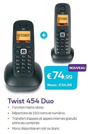 Promotions Twist 454 duo - Huismerk - Proximus - Valide de 01/03/2015 à 31/03/2015 chez Proximus