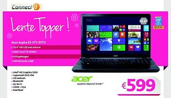 Promoties Acer aspire e5-571-53tu - Acer - Geldig van 02/03/2015 tot 31/03/2015 bij Connect IT