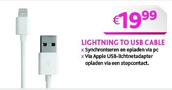 Promoties Lightning to usb cable - Apple - Geldig van 02/03/2015 tot 31/03/2015 bij Connect IT