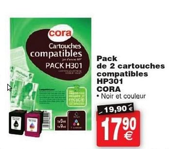 Promotions Pack de 2 cartouches compatibles hp301 cora - Cora - Valide de 03/03/2015 à 16/03/2015 chez Cora