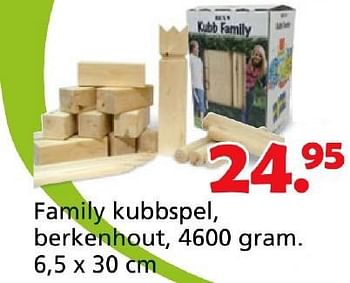Promoties Family kubbspel, berkenhout - Huismerk - Unikamp - Geldig van 16/03/2015 tot 19/04/2015 bij Unikamp
