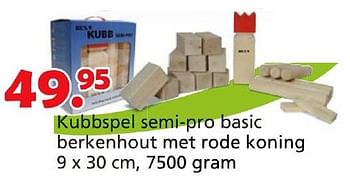Promotions Kubbspel semi-pro basic berkenhout met rode koning - Produit maison - Unikamp - Valide de 16/03/2015 à 19/04/2015 chez Unikamp