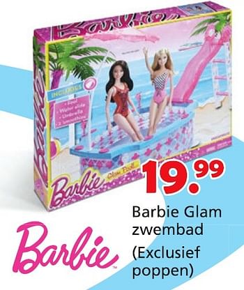 Promotions Barbie glam zwembad - Mattel - Valide de 16/03/2015 à 19/04/2015 chez Unikamp