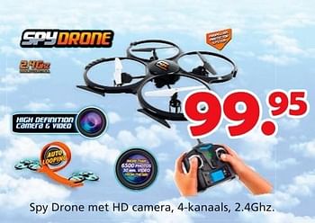 Promoties Spy drone met hd camera, 4- kanaals, 2.4ghz - Huismerk - Unikamp - Geldig van 16/03/2015 tot 19/04/2015 bij Unikamp