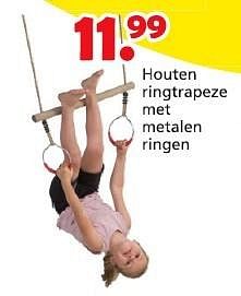 Promoties Houten ringtrapeze met metalen ringen - Huismerk - Unikamp - Geldig van 16/03/2015 tot 19/04/2015 bij Unikamp