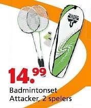 Promoties Badmintonset attacker, 2 spelers - Huismerk - Unikamp - Geldig van 16/03/2015 tot 19/04/2015 bij Unikamp
