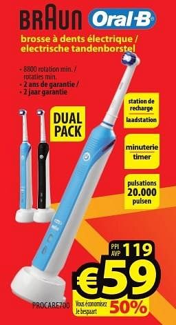 Promoties Oral-b brosse à dents électrique - electrische tandenborstel procare700 - Oral-B - Geldig van 30/03/2015 tot 02/05/2015 bij ElectroStock