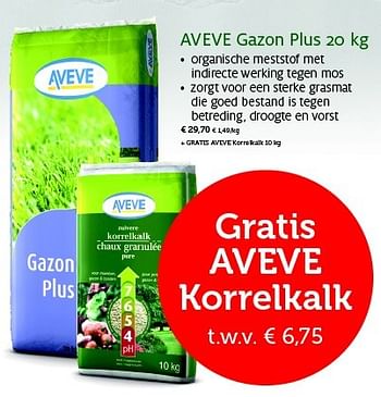 Promoties Aveve gazon plus 20 kg - Huismerk - Aveve - Geldig van 01/04/2015 tot 11/04/2015 bij Aveve