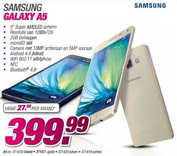 Promoties Samsung galaxy a5 - Samsung - Geldig van 23/03/2015 tot 05/05/2015 bij Auva