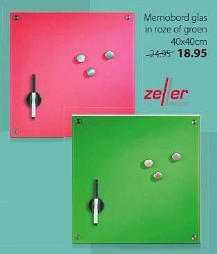Promoties Memobord glas - Zeller Present - Geldig van 04/04/2015 tot 26/04/2015 bij Unikamp