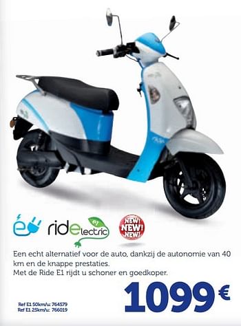 Promoties Een echt alternatief voor de auto, dankzij de autonomie van 40 km en de knappe prestaties - Ride Motorcycles - Geldig van 07/04/2015 tot 31/03/2016 bij Auto 5