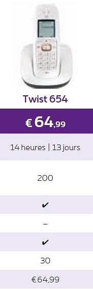 Promotions Twist 654 - Huismerk - Proximus - Valide de 01/04/2015 à 30/04/2015 chez Proximus