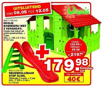 Promoties Huisje boerderij met 2 veranda`s - Oasis Toys - Geldig van 27/04/2015 tot 24/05/2015 bij Maxi Toys