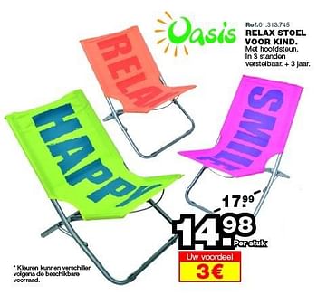 Promoties Relax stoel voor kind - Oasis Toys - Geldig van 27/04/2015 tot 24/05/2015 bij Maxi Toys
