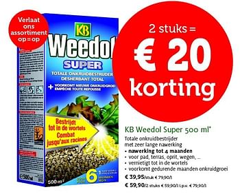 Promoties Kb weedol super - KB - Geldig van 28/04/2015 tot 10/05/2015 bij Aveve
