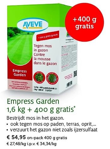 Promoties Empress garden - Huismerk - Aveve - Geldig van 28/04/2015 tot 10/05/2015 bij Aveve