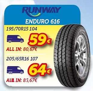 Promoties Enduro 616 195-70r15 104 - Runway - Geldig van 05/05/2015 tot 24/05/2015 bij Auto 5