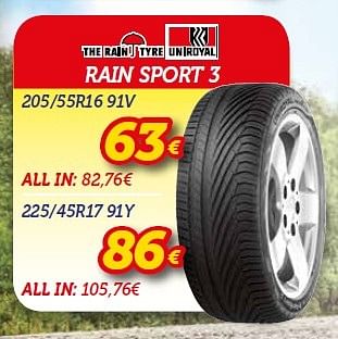 Promoties Rain sport 3 205-55r16 91v - Uniroyal - Geldig van 05/05/2015 tot 24/05/2015 bij Auto 5