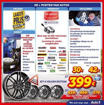 Promoties Kit 4 velgen edition - Huismerk - Auto 5  - Geldig van 05/05/2015 tot 24/05/2015 bij Auto 5