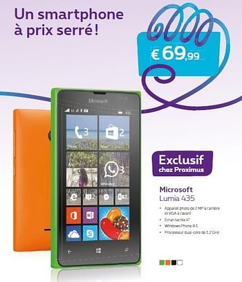 Promotions Pay+go max box lumia 635 - Nokia - Valide de 01/05/2015 à 31/05/2015 chez Proximus