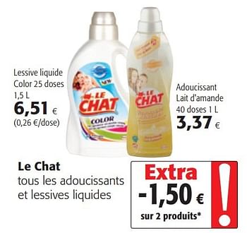 Promotion Colruyt Le Chat Tous Les Adoucissants Et Lessives Liquides Le Chat Menage Valide Jusqua 4 Promobutler