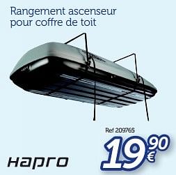 Promotions Rangement ascenseur pour coffre de toit - Hapro - Valide de 11/05/2015 à 31/03/2016 chez Auto 5