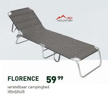 Promoties Florence verstelbaar campingbed  - Red Mountain - Geldig van 11/05/2015 tot 12/07/2015 bij Unikamp