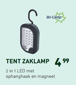 Promotions Tent zaklamp - Bo-Camp - Valide de 11/05/2015 à 12/07/2015 chez Unikamp
