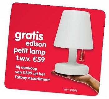 Electrificeren huisvrouw tong Fatboy Gratis edison petit lamp bij aankoop van €399 uit het fatboy  assortiment - Promotie bij Freetime