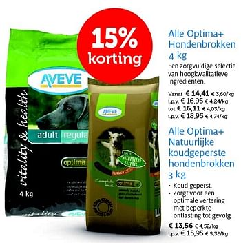 Promoties Optima+ hondenbrokken - Huismerk - Aveve - Geldig van 26/05/2015 tot 07/06/2015 bij Aveve