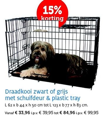 Promoties Draadkooi zwart of grijs met schuifdeur + plastic tray - Huismerk - Aveve - Geldig van 26/05/2015 tot 07/06/2015 bij Aveve