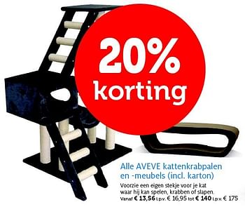 Promoties Aveve kattenkrabpalen en meubels - Huismerk - Aveve - Geldig van 26/05/2015 tot 07/06/2015 bij Aveve