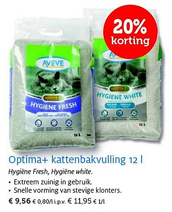 Promoties Optima+ kattenbakvulling - Huismerk - Aveve - Geldig van 26/05/2015 tot 07/06/2015 bij Aveve