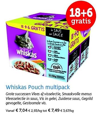 Promoties Whiskas pouch multipack - Whiskas - Geldig van 26/05/2015 tot 07/06/2015 bij Aveve
